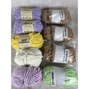 10 SKEINS MIXED COLORS CHENILLE CHUNKY YARN- PREMIER JUST CHENILLE & Unbranded